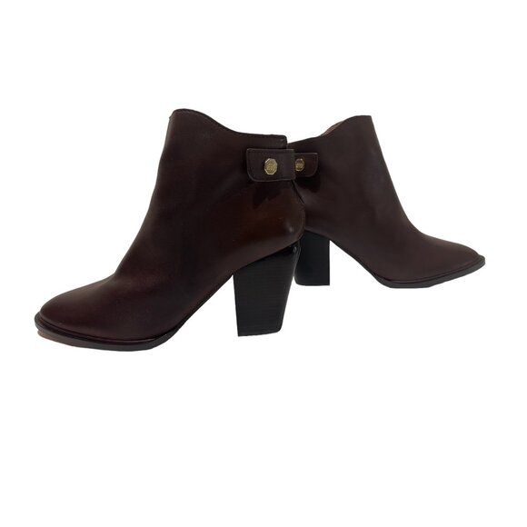 Louise Et Cie Leather Ankle Boots Womens 9.5 Brown Pointed Toe Block Heel Class - Picture 14 of 16